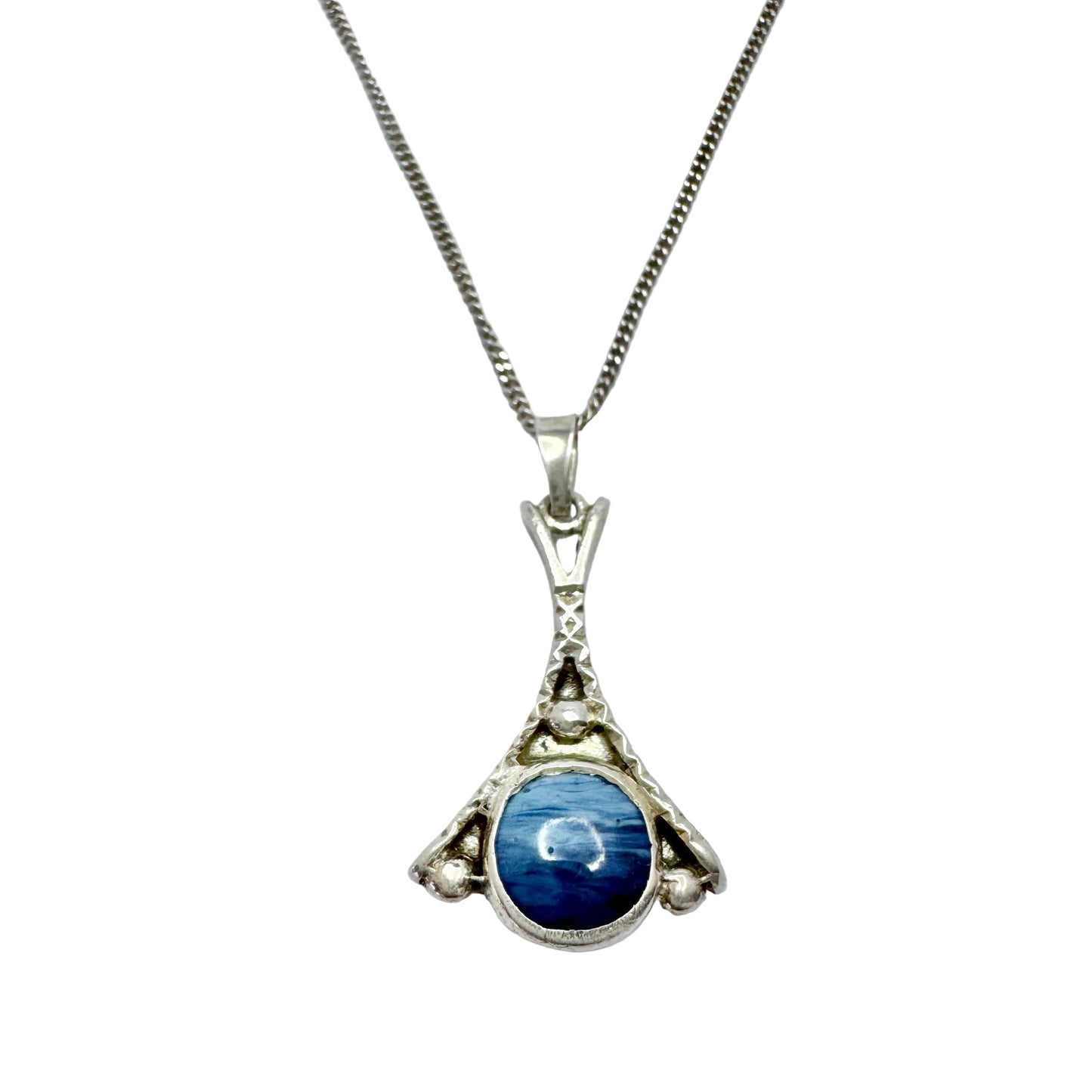 Sweden. Vintage Sterling Silver Bergslagen-stone Pendant Necklace.