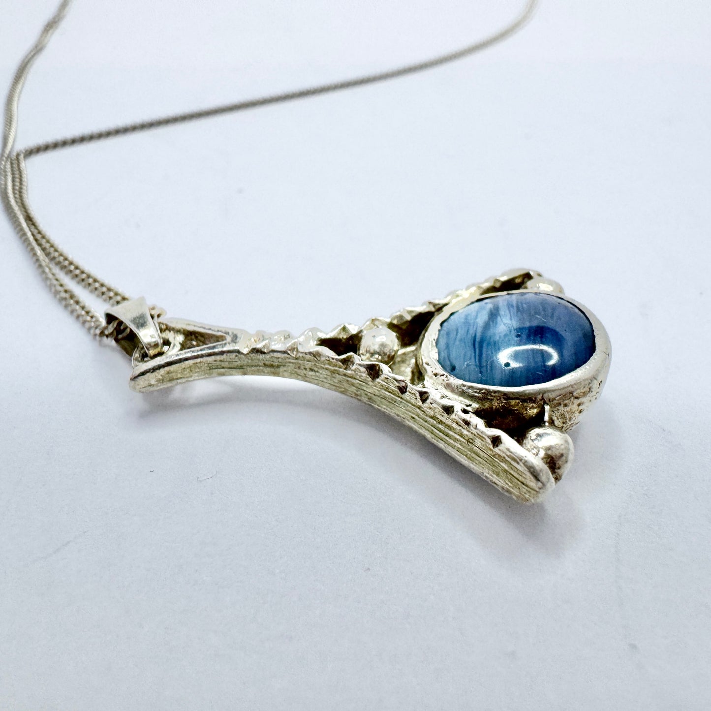 Sweden. Vintage Sterling Silver Bergslagen-stone Pendant Necklace.