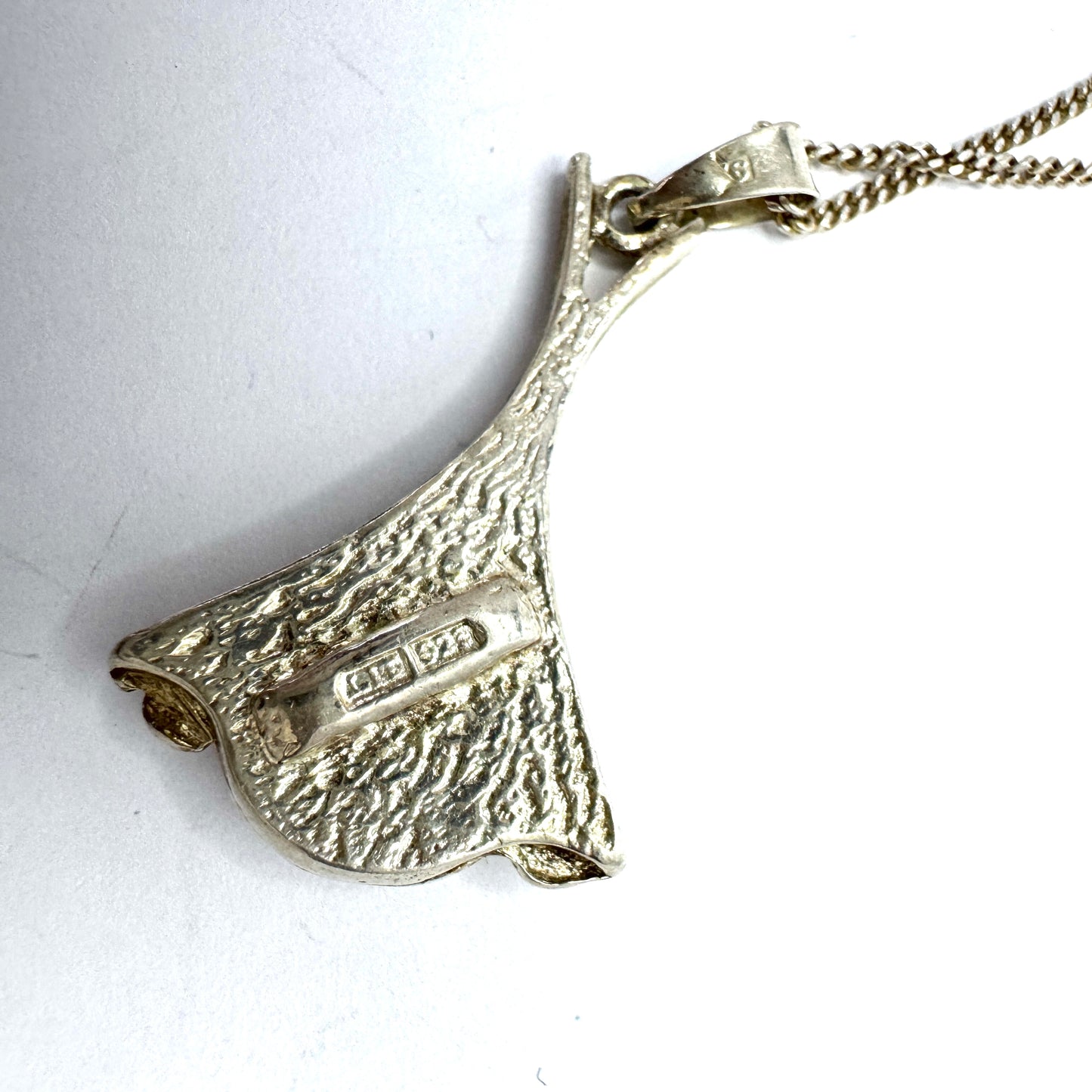 Sweden. Vintage Sterling Silver Bergslagen-stone Pendant Necklace.