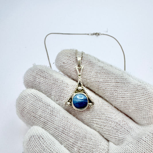 Sweden. Vintage Sterling Silver Bergslagen-stone Pendant Necklace.