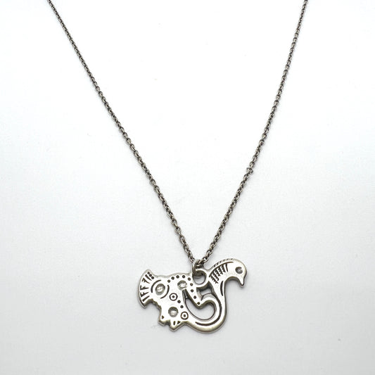 Kalevala Koru, Finland. Vintage Sterling Silver Bird Pendant Long Chain Necklace.