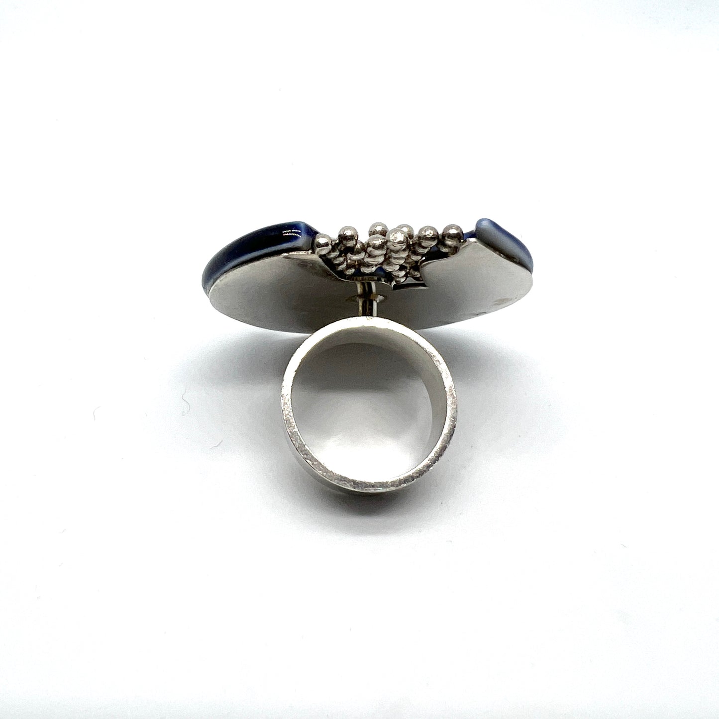 Anton Michelsen for Royal Copenhagen. Denmark 1960s Bold Sterling Silver Porcelain Ring.