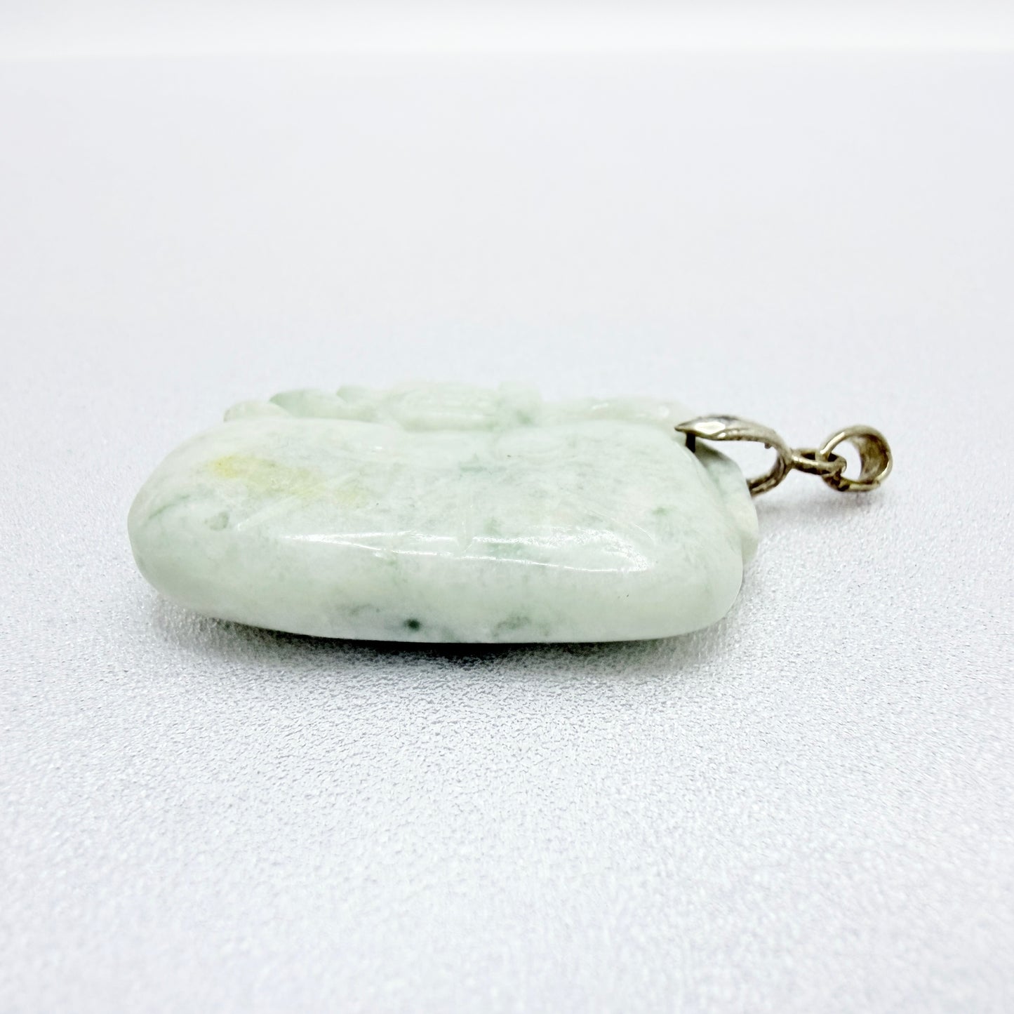 Vintage Carved Jade Sterling Silver Pendant