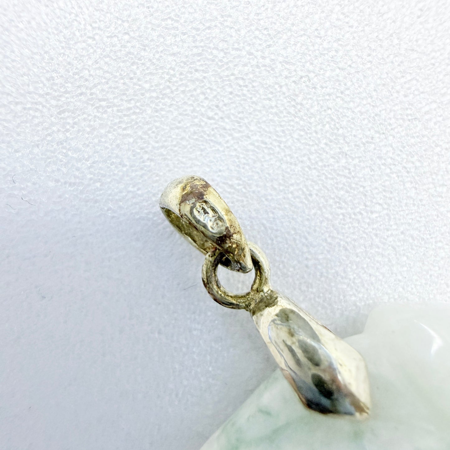 Vintage Carved Jade Sterling Silver Pendant