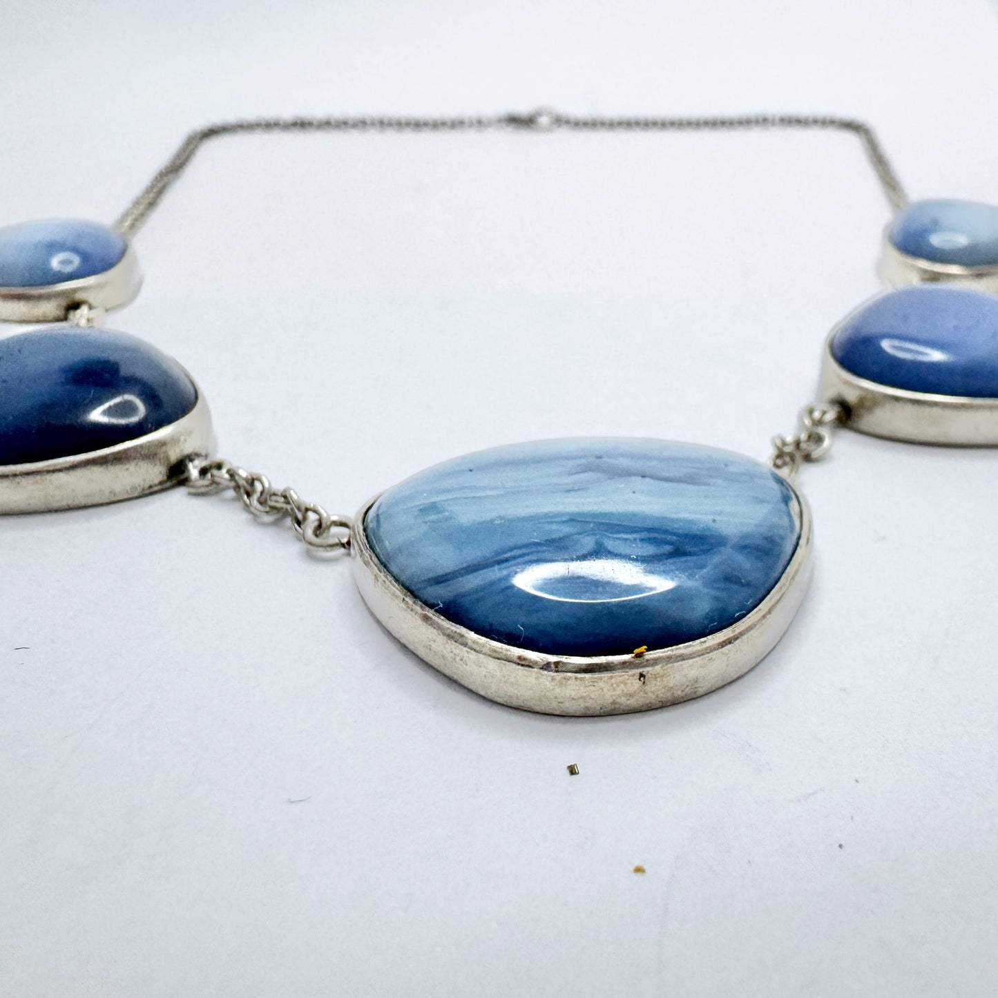 Sweden 1960s. Vintage Solid Silver Bergslagen-stone Necklace.