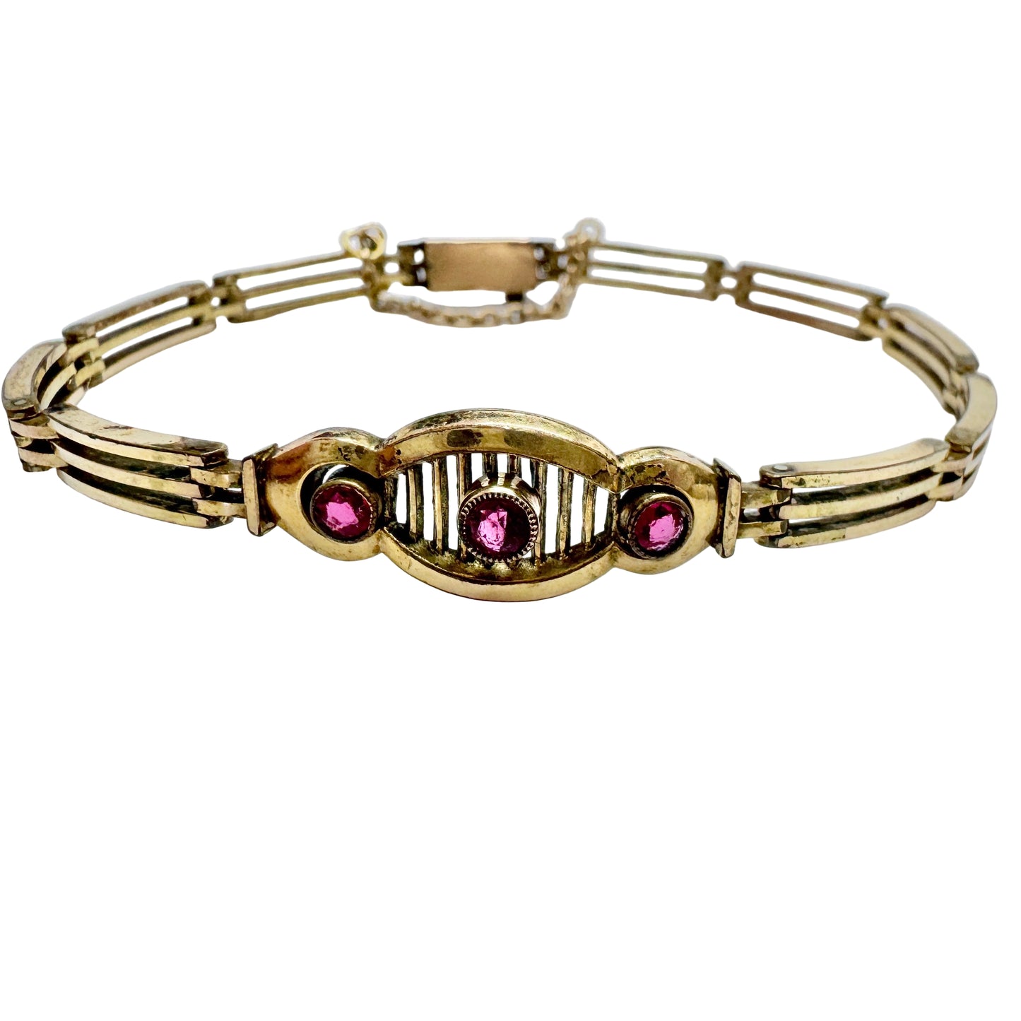 Andreas Daub, Germany ca 1930. Vintage Art Deco Gold Doublé Metal Paste Bracelet.