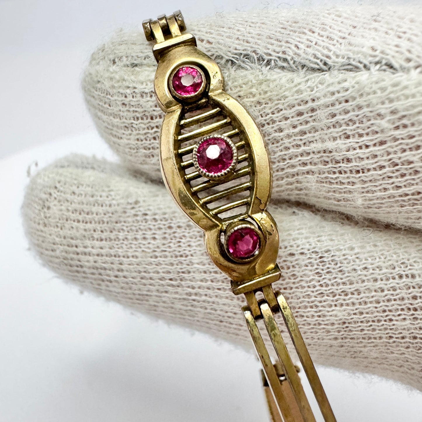 Andreas Daub, Germany ca 1930. Vintage Art Deco Gold Doublé Metal Paste Bracelet.