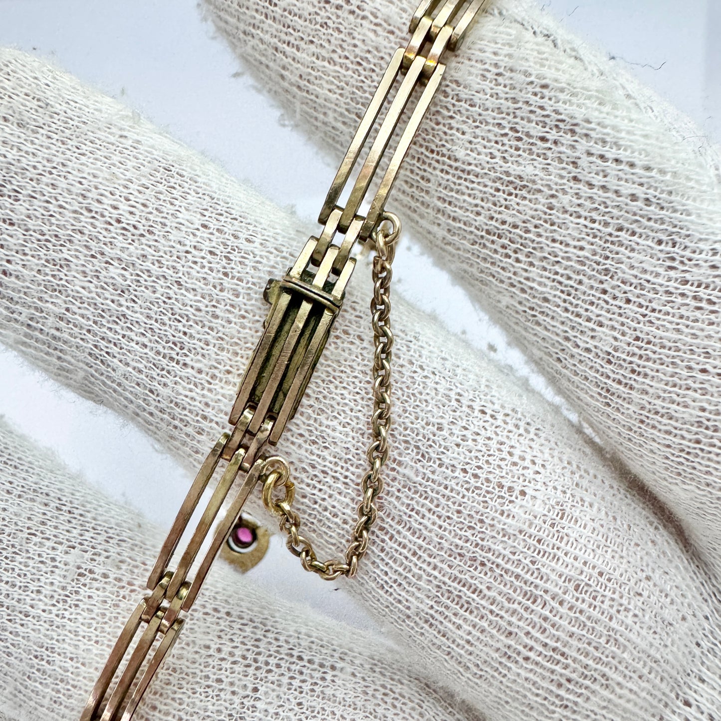 Andreas Daub, Germany ca 1930. Vintage Art Deco Gold Doublé Metal Paste Bracelet.