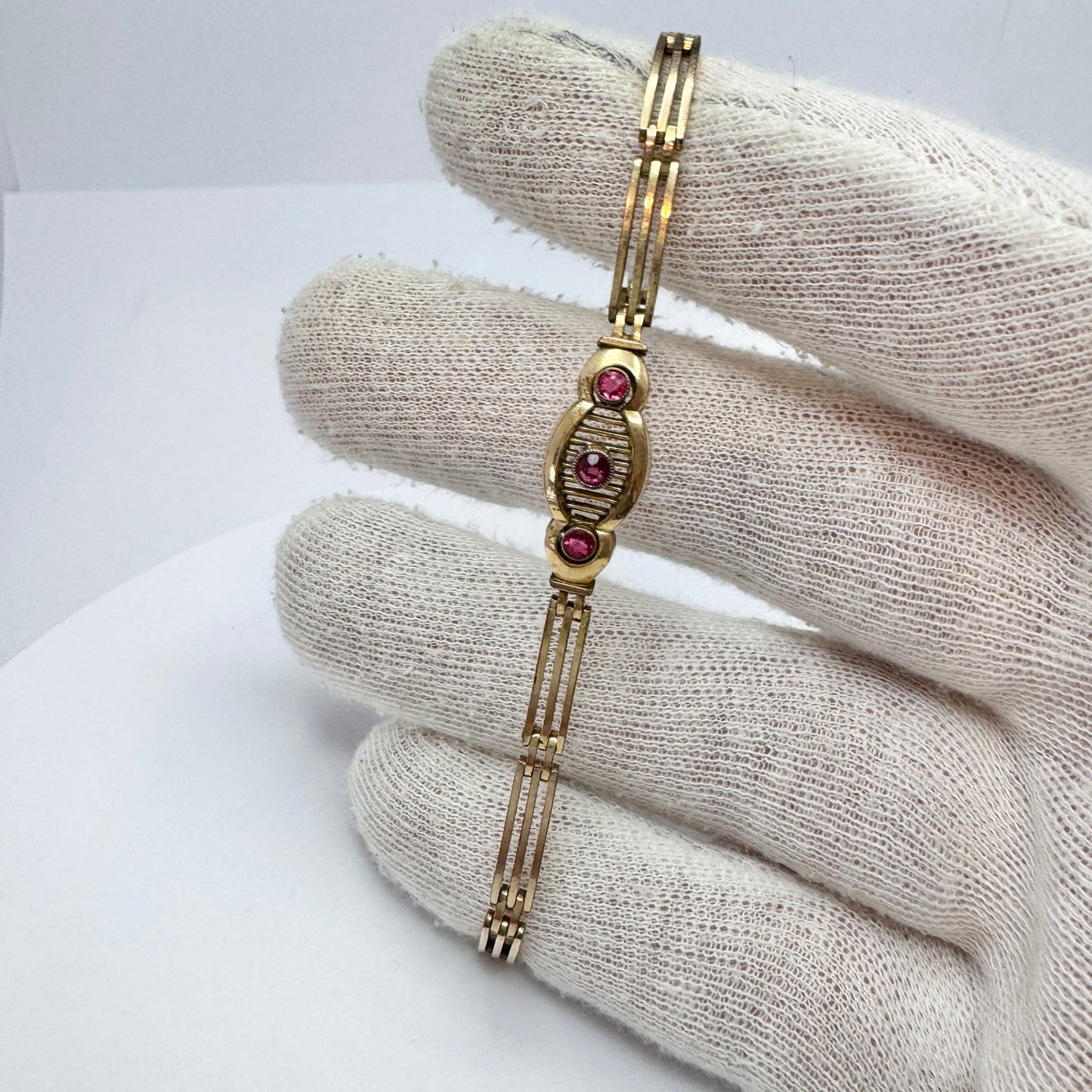 Andreas Daub, Germany ca 1930. Vintage Art Deco Gold Doublé Metal Paste Bracelet.