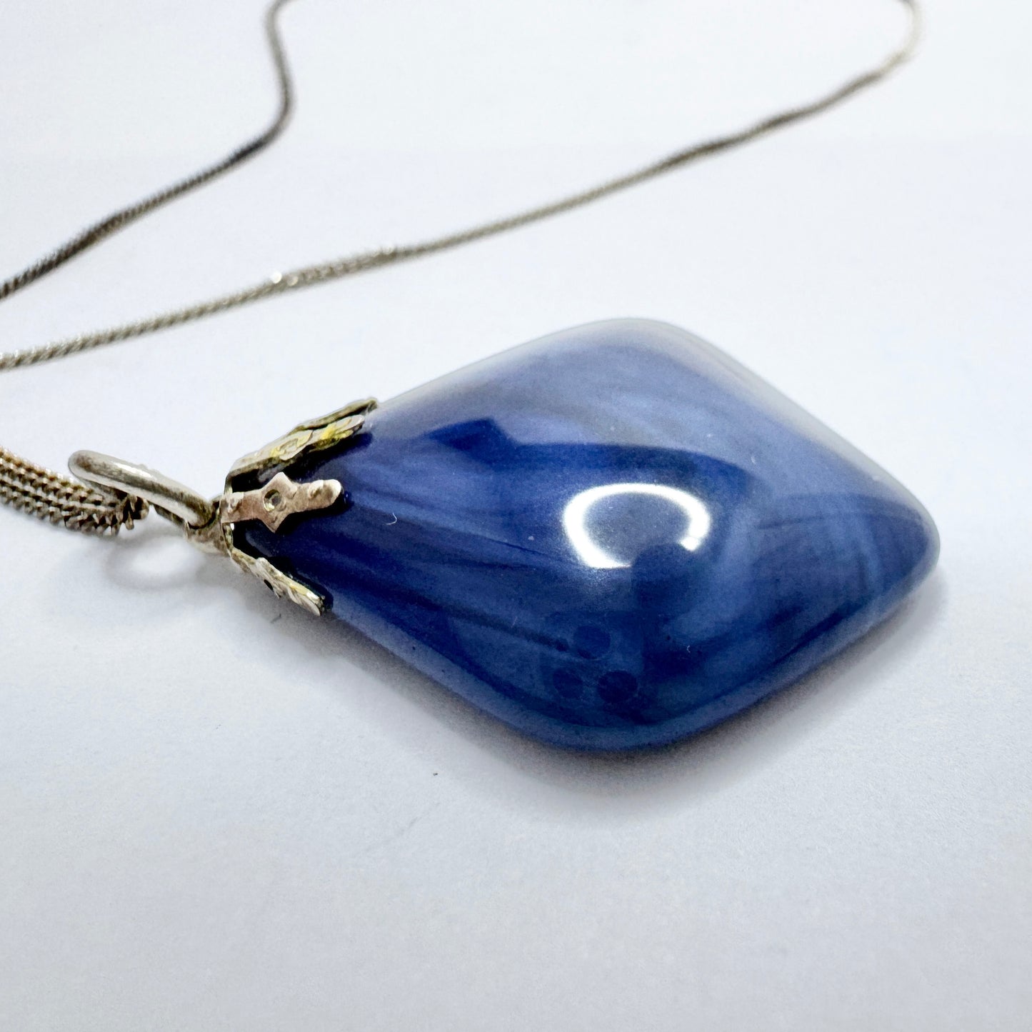 Sweden. Vintage Bergslagen-stone Pendant with Sterling Silver Chain.