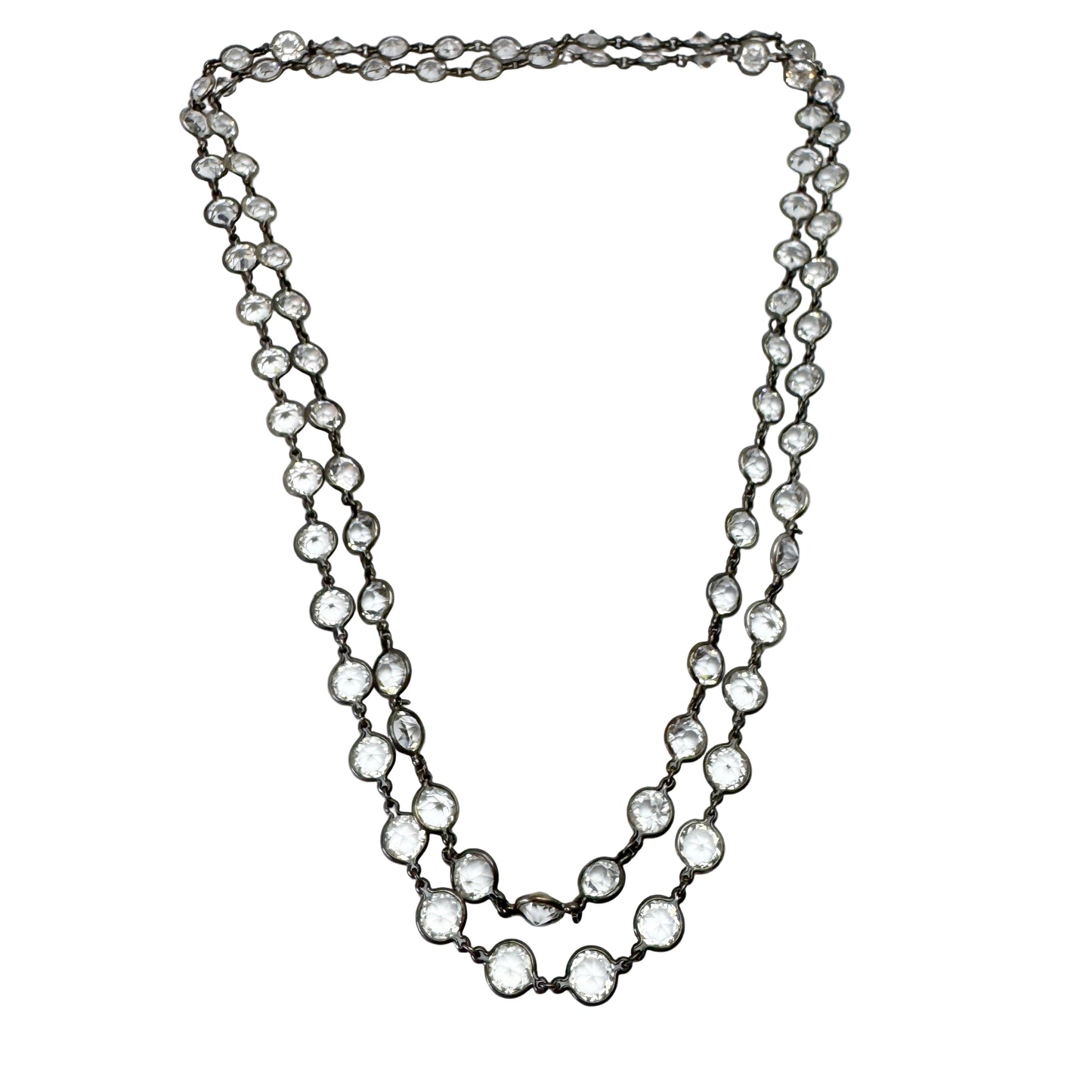 Vintage 137cm / 54in Sterling Silver Paste Crystal Rivière Necklace
