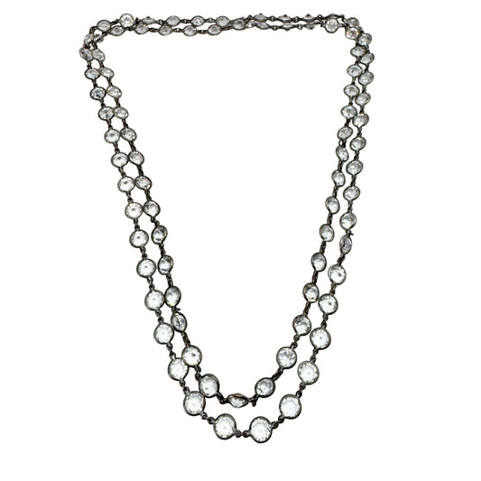 Vintage 137cm / 54in Sterling Silver Paste Crystal Rivière Necklace