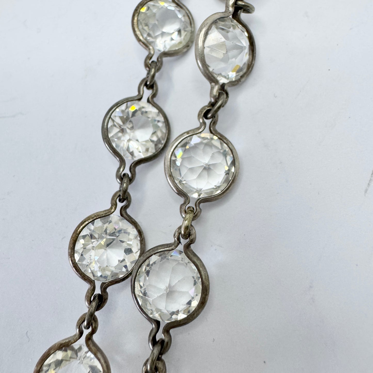 Vintage 137cm / 54in Sterling Silver Paste Crystal Rivière Necklace