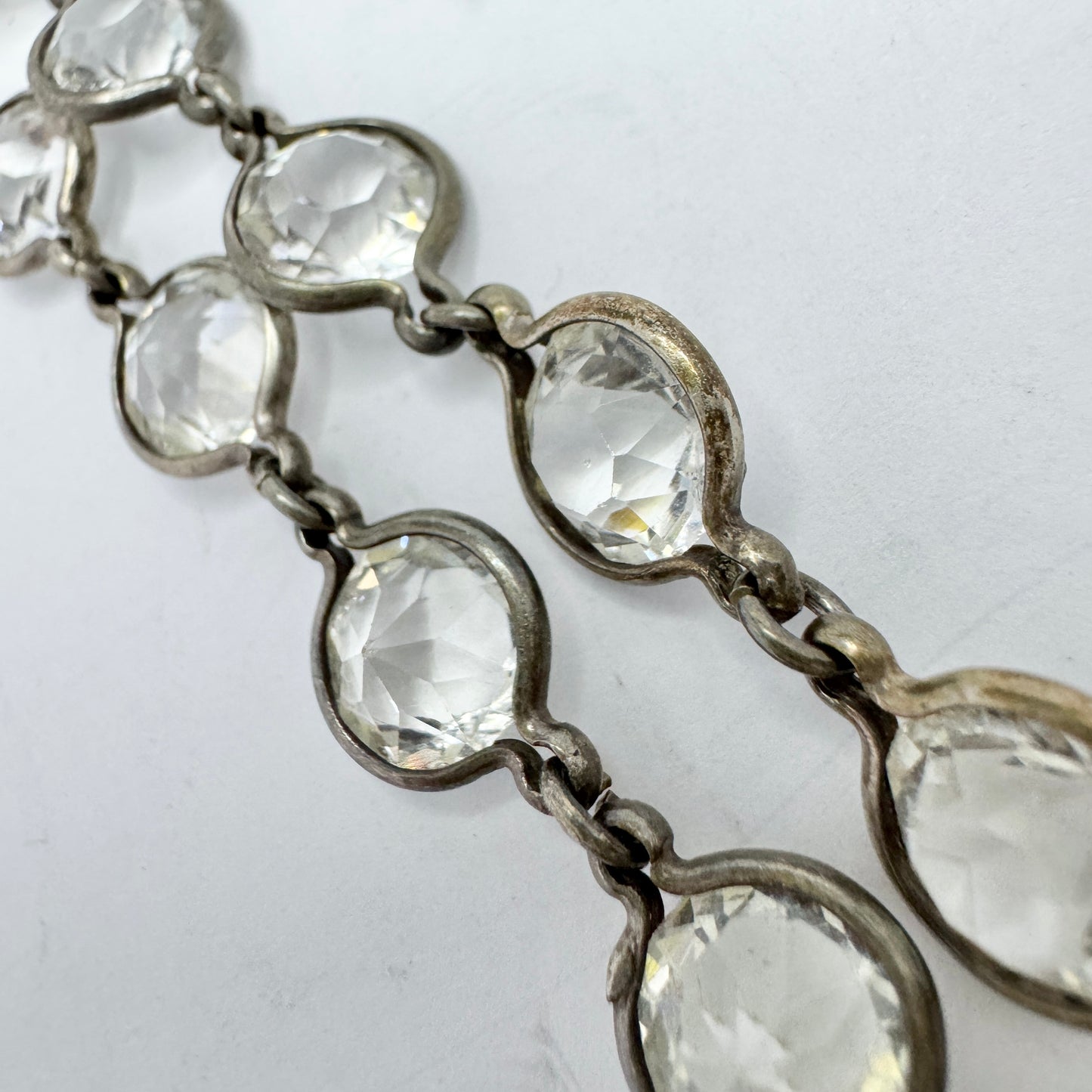 Vintage 137cm / 54in Sterling Silver Paste Crystal Rivière Necklace