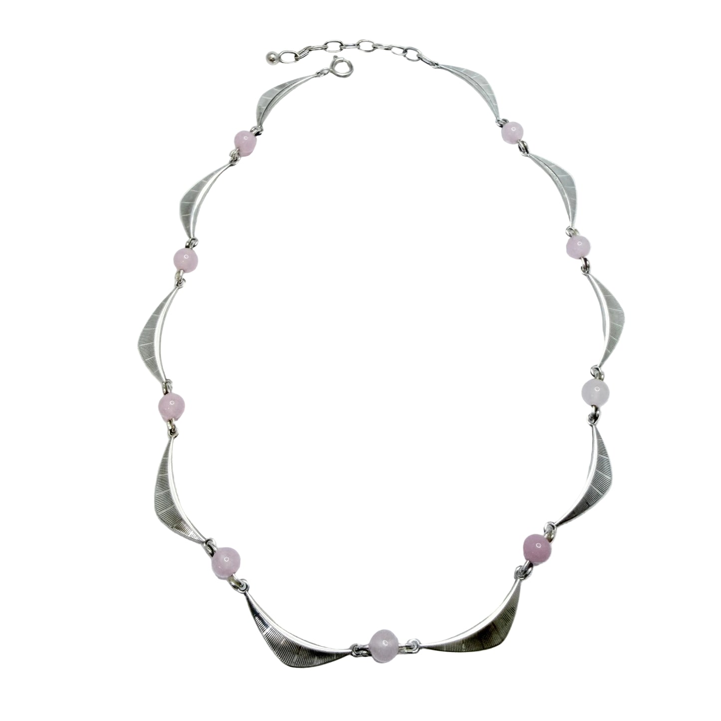 K&L-Kordes Lichtenfels, Germany ca 1960. Vintage Solid Silver Rose Quartz Necklace.