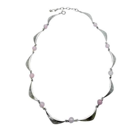 K&L-Kordes Lichtenfels, Germany ca 1960. Vintage Solid Silver Rose Quartz Necklace.