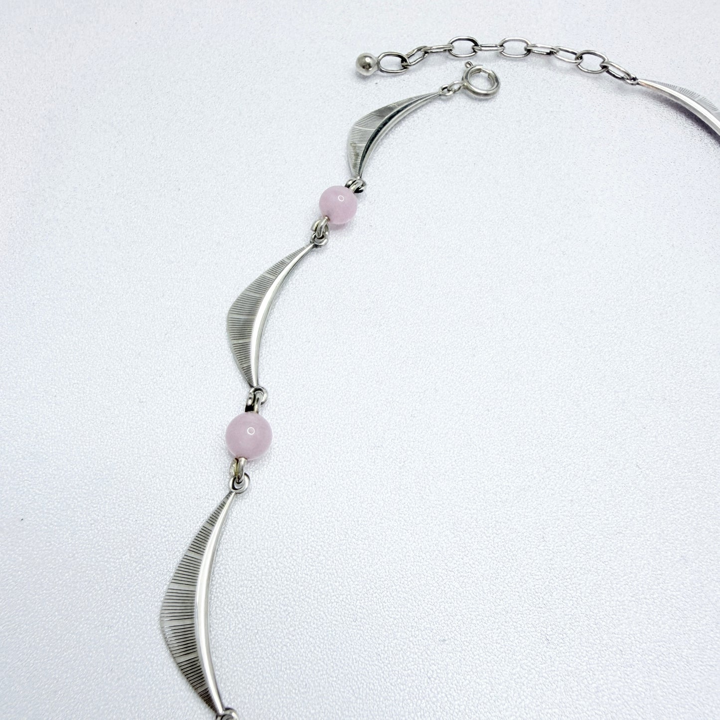 K&L-Kordes Lichtenfels, Germany ca 1960. Vintage Solid Silver Rose Quartz Necklace.