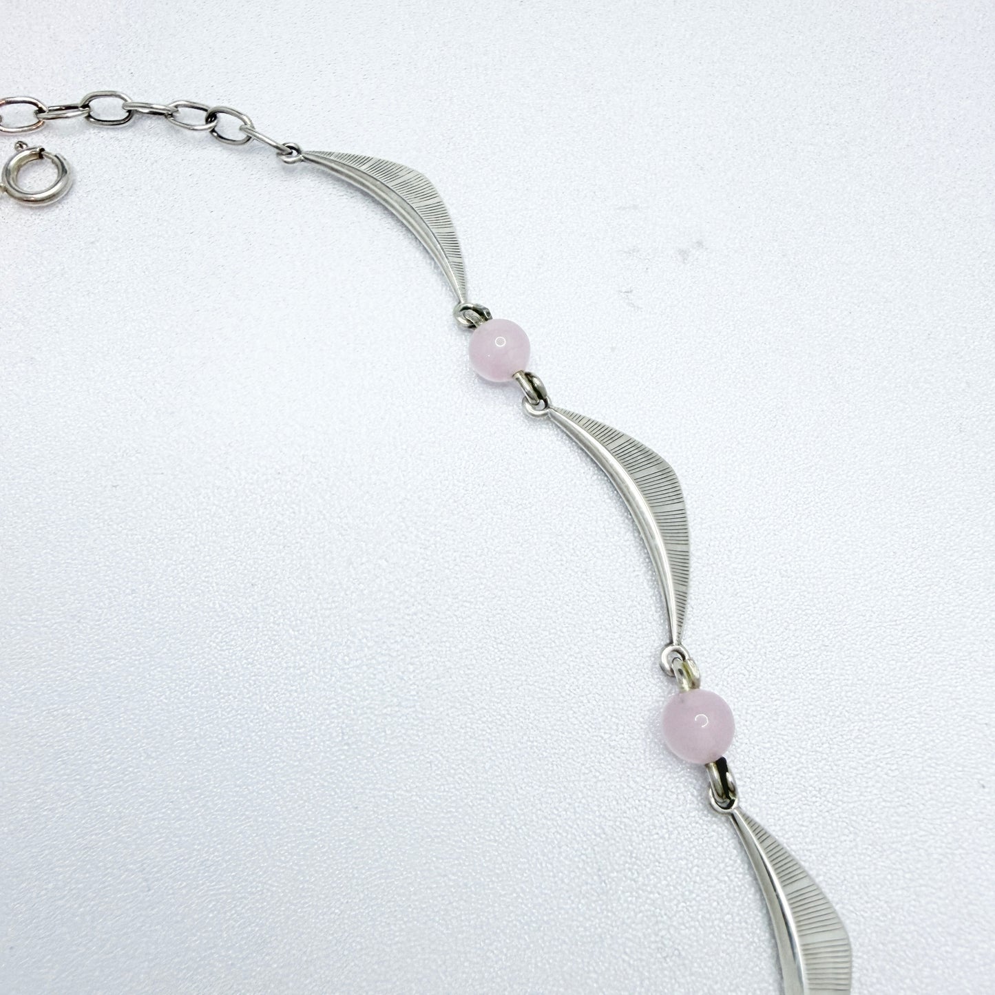 K&L-Kordes Lichtenfels, Germany ca 1960. Vintage Solid Silver Rose Quartz Necklace.