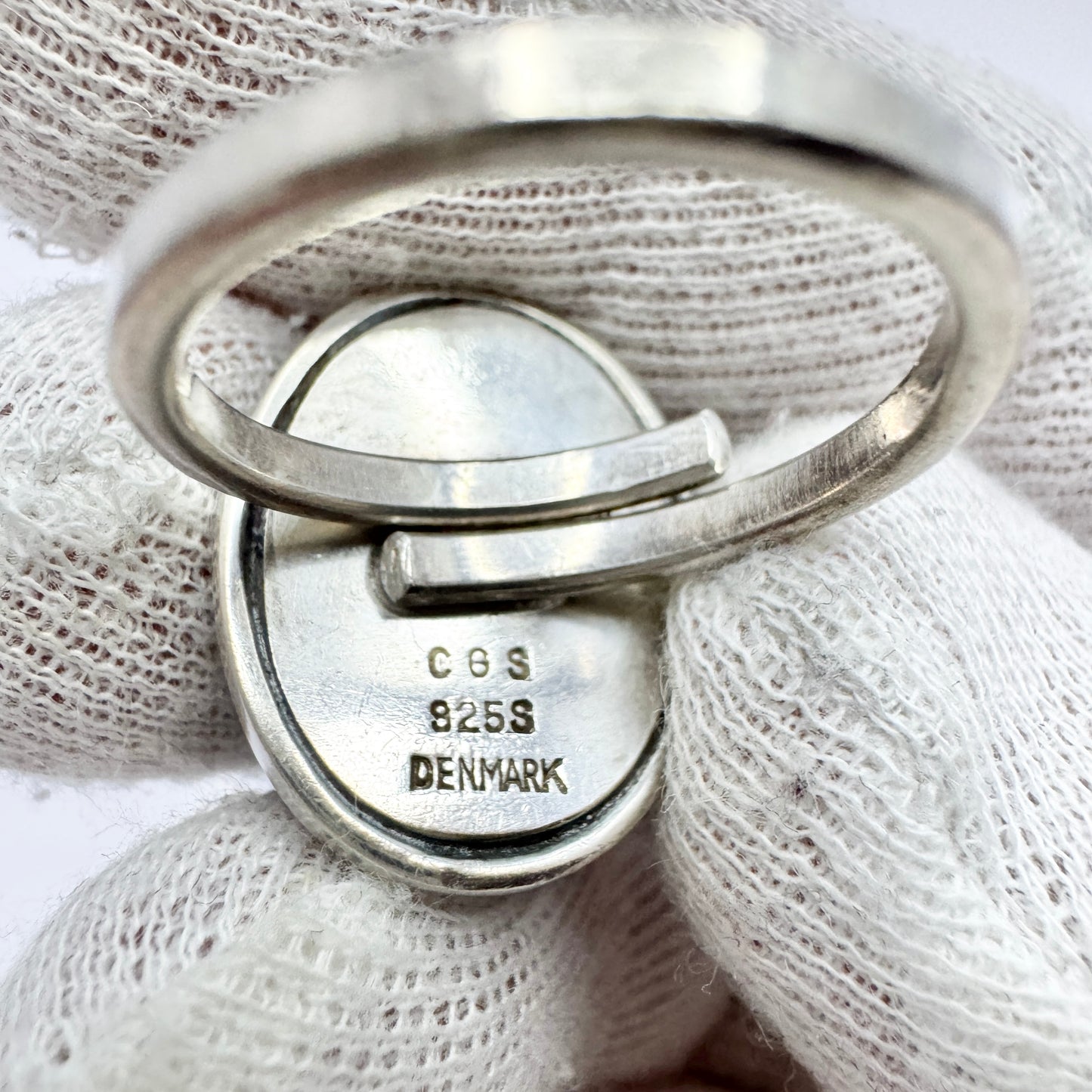 CGH Sørensen, Denmark ca 1970. Vintage Sterling Silver Amber Ring.