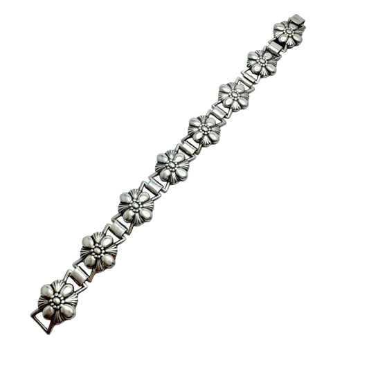 Svedboms, Sweden 1951. Vintage Solid Silver Flower Bracelet. Small Size.