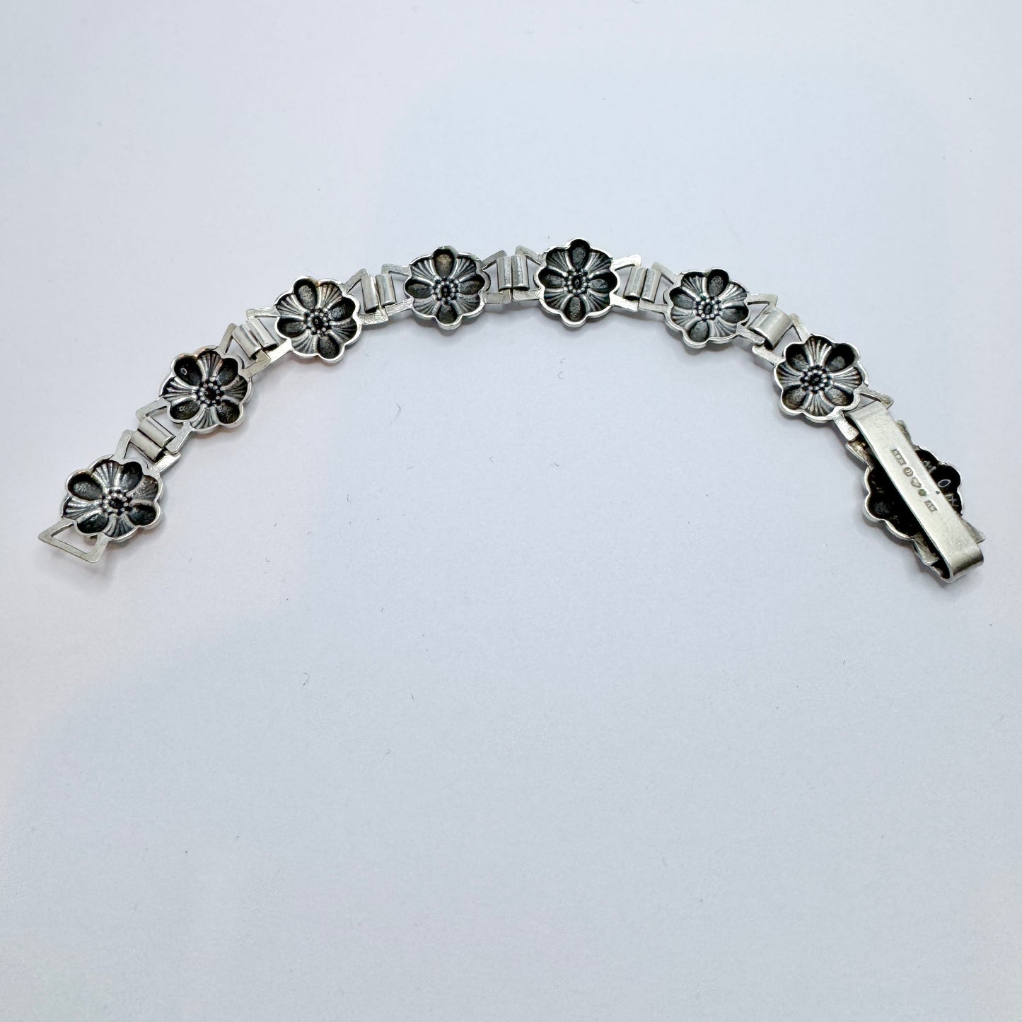 Svedboms, Sweden 1951. Vintage Solid Silver Flower Bracelet. Small Size.