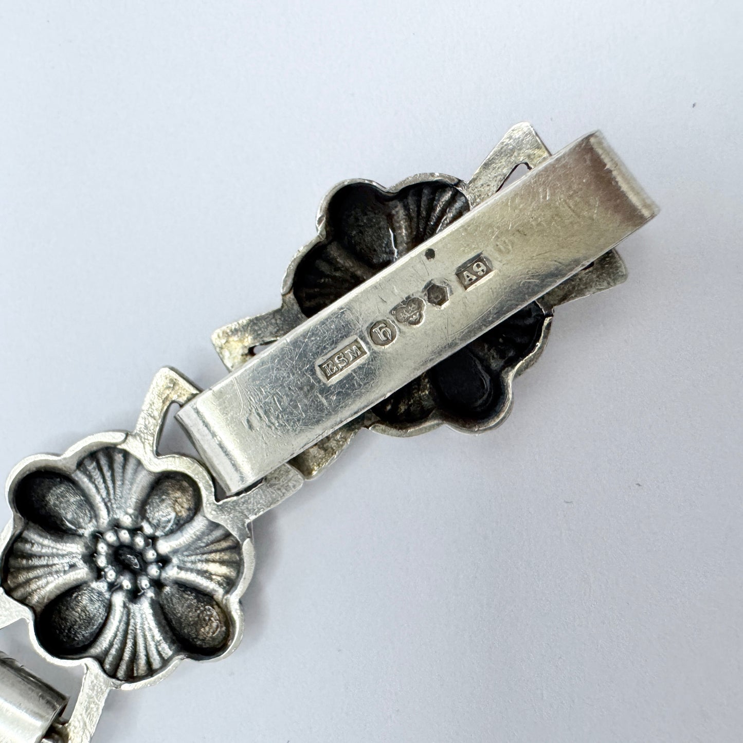 Svedboms, Sweden 1951. Vintage Solid Silver Flower Bracelet. Small Size.