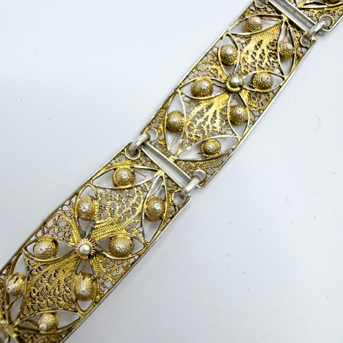 Sweden 1930-40s. Vintage Solid Silver Filigree Bracelet.