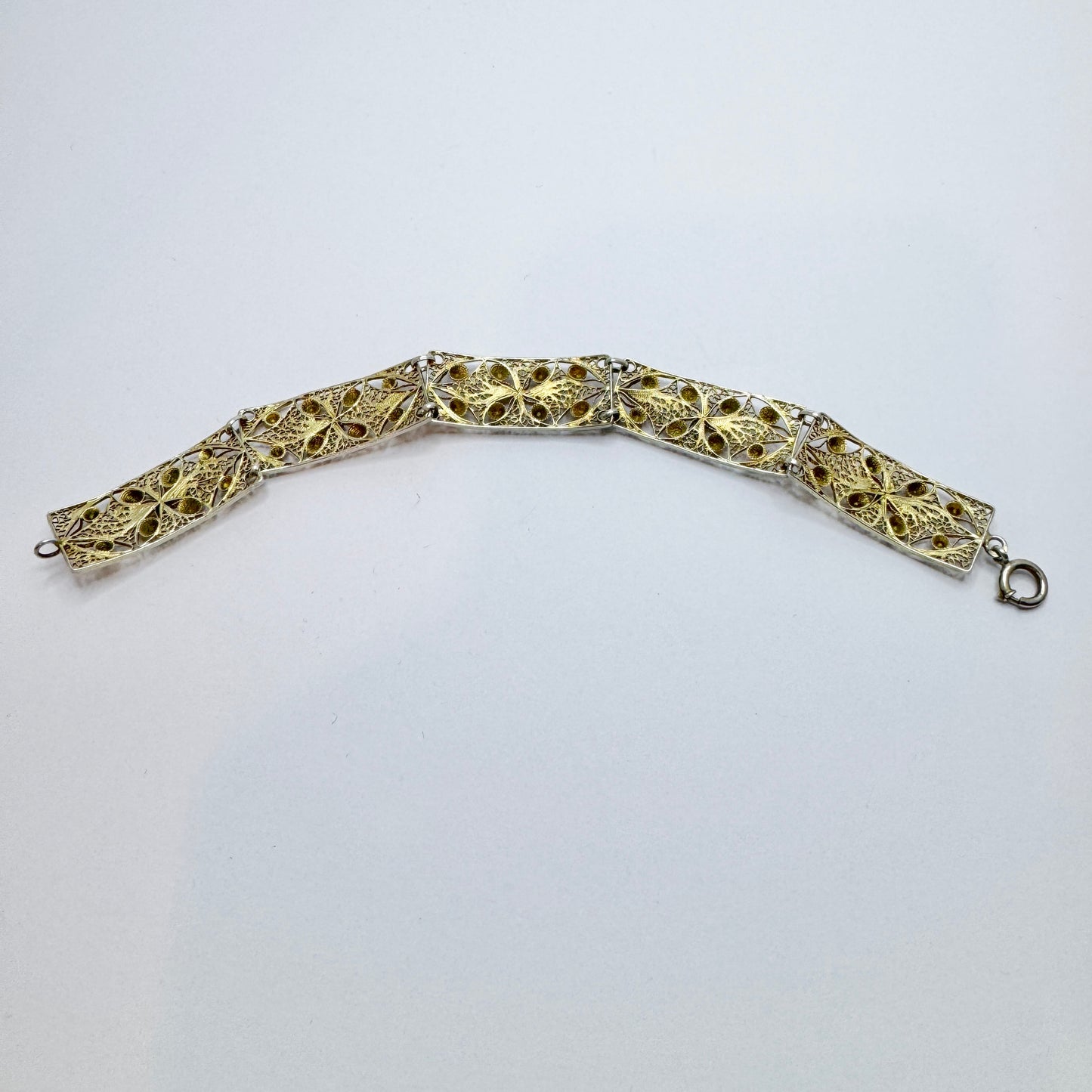 Sweden 1930-40s. Vintage Solid Silver Filigree Bracelet.