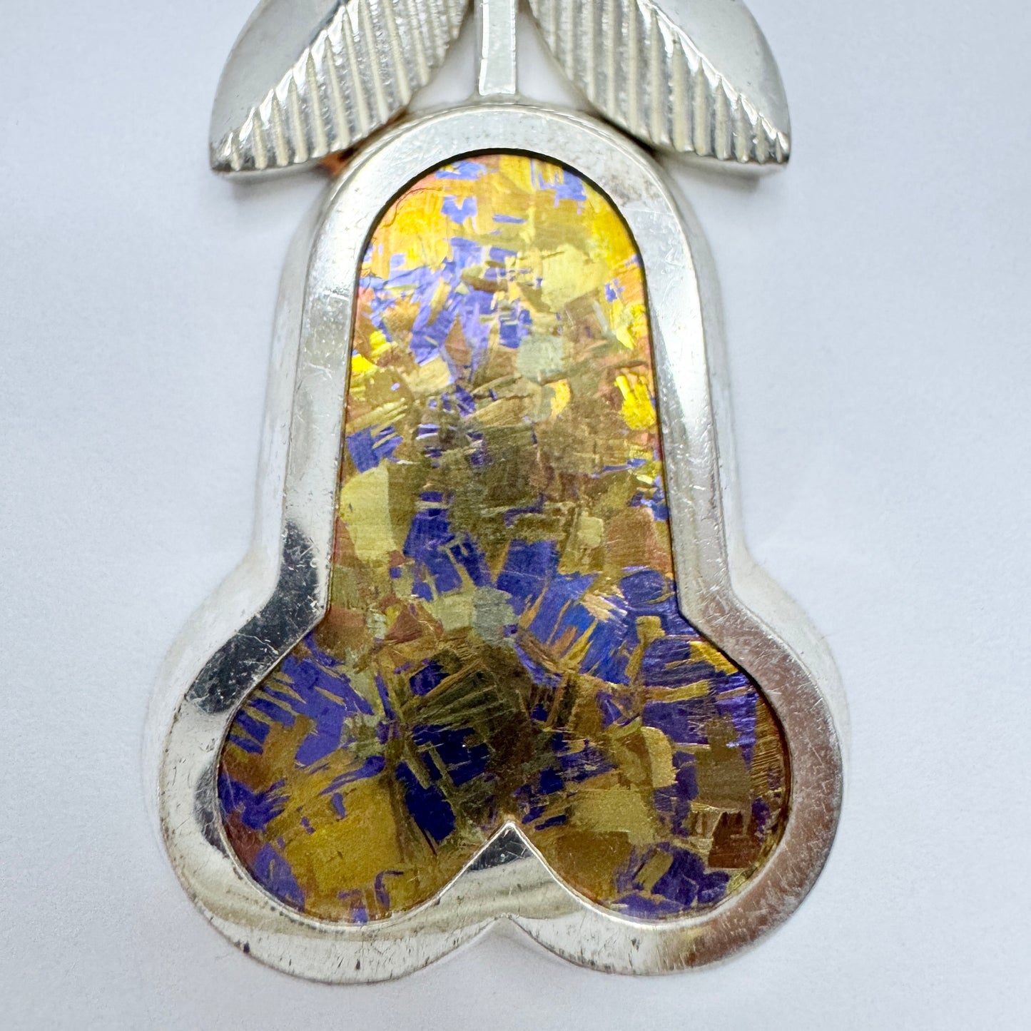 Nanny Still for Kultakeskus, Finland 1976. Vintage Sterling Silver Titanium Pendant Necklace.