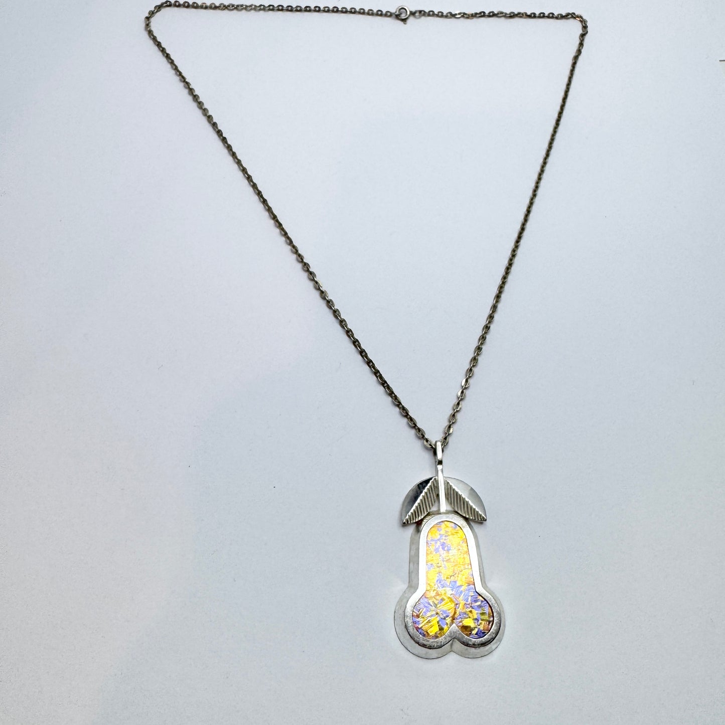 Nanny Still for Kultakeskus, Finland 1976. Vintage Sterling Silver Titanium Pendant Necklace.