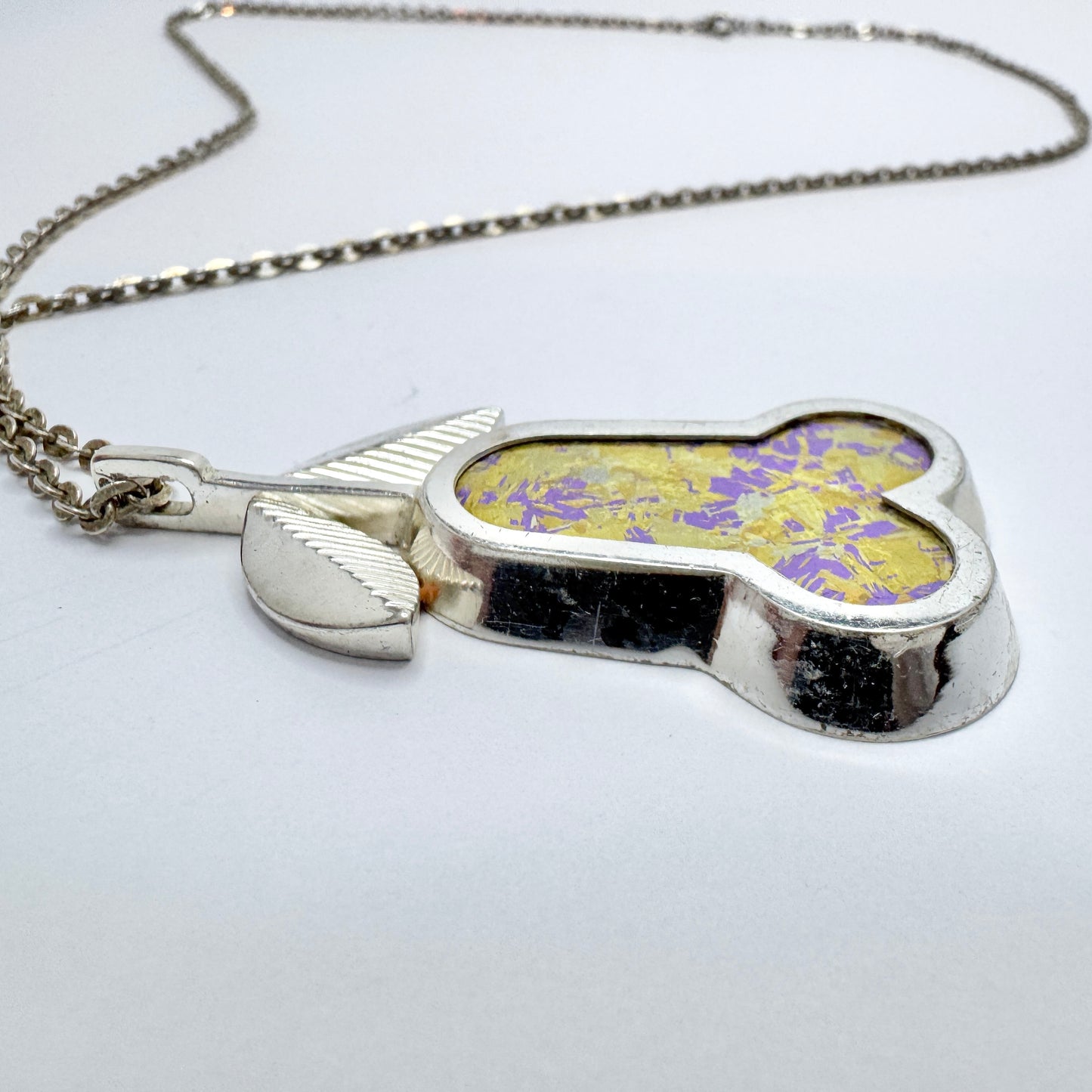 Nanny Still for Kultakeskus, Finland 1976. Vintage Sterling Silver Titanium Pendant Necklace.