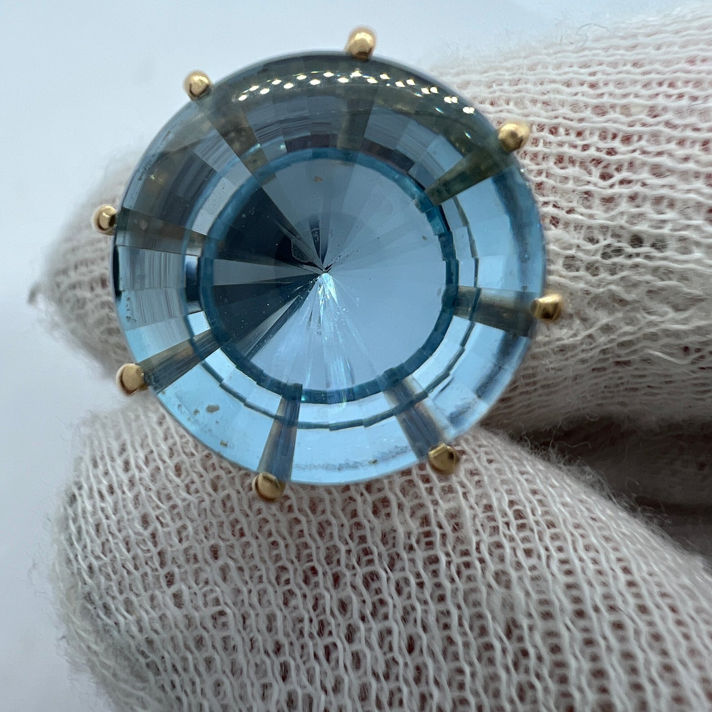 Bengt Hallberg, Sweden 1966. Vintage 18k Gold Icy Blue Synthetic Spinel Cocktail Ring.