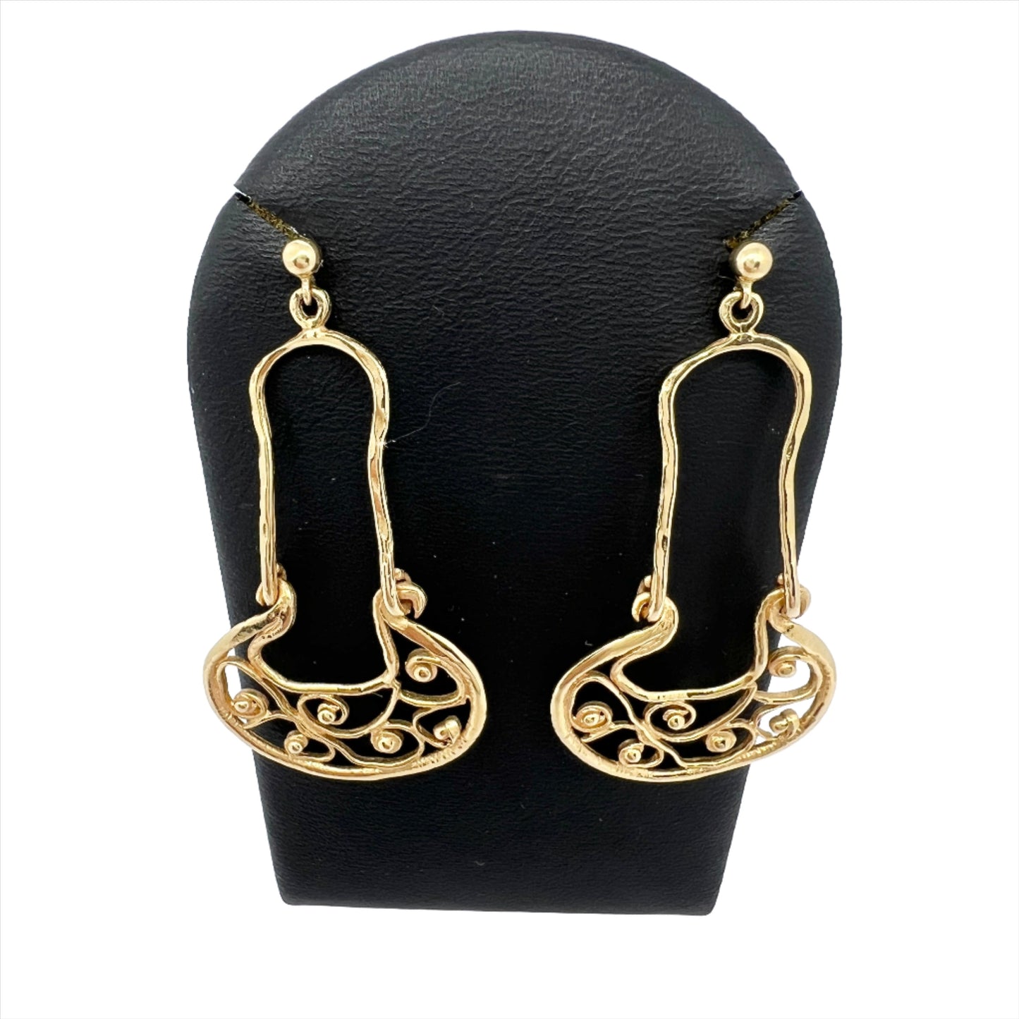 Bengt Hallberg, Sweden 1989. Vintage Viking Copy Viking Ship Large 18k Gold Earrings.