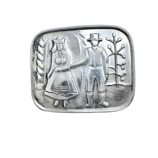 N.M Thune, Norway 1940-50s. Vintage Solid Silver Wedding Brooch.