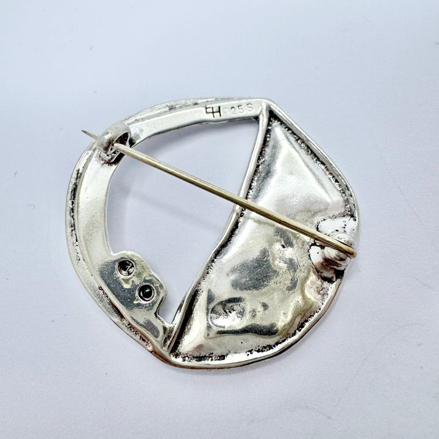 Eivind Hillestad, Norway. Vintage Sterling Silver Hematite Brooch.