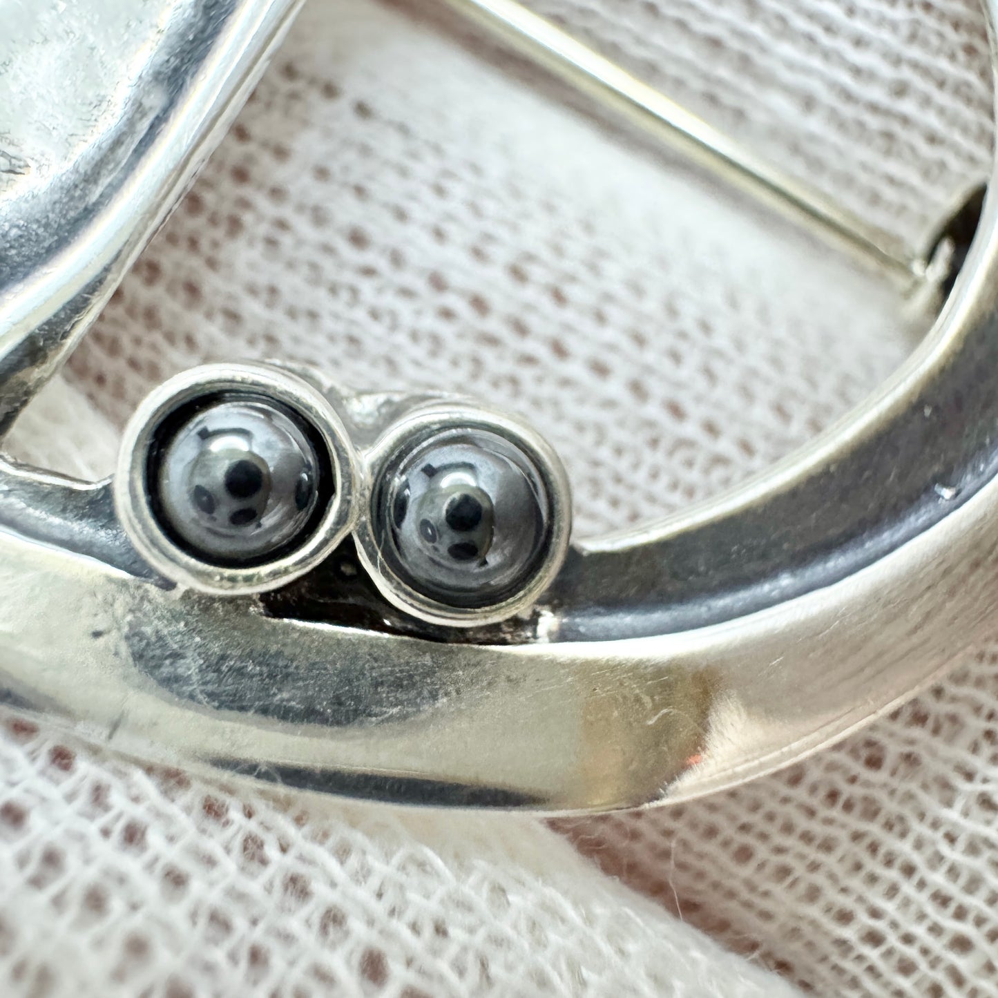 Eivind Hillestad, Norway. Vintage Sterling Silver Hematite Brooch.