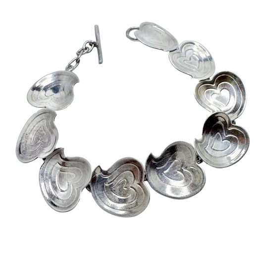 Gsons, Sweden 1970s. Vintage Sterling Silver Heart Link Bracelet.