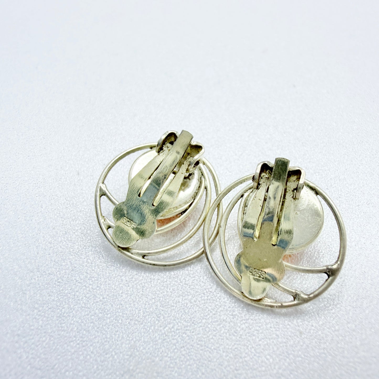Denmark. Vintage Sterling Silver Amber Earrings.