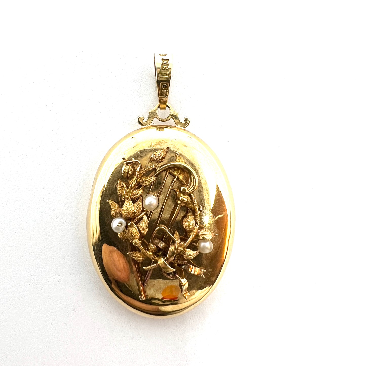 G Dahlgren, Sweden 1873, Antique Victorian 18k Gold Locket Pendant.