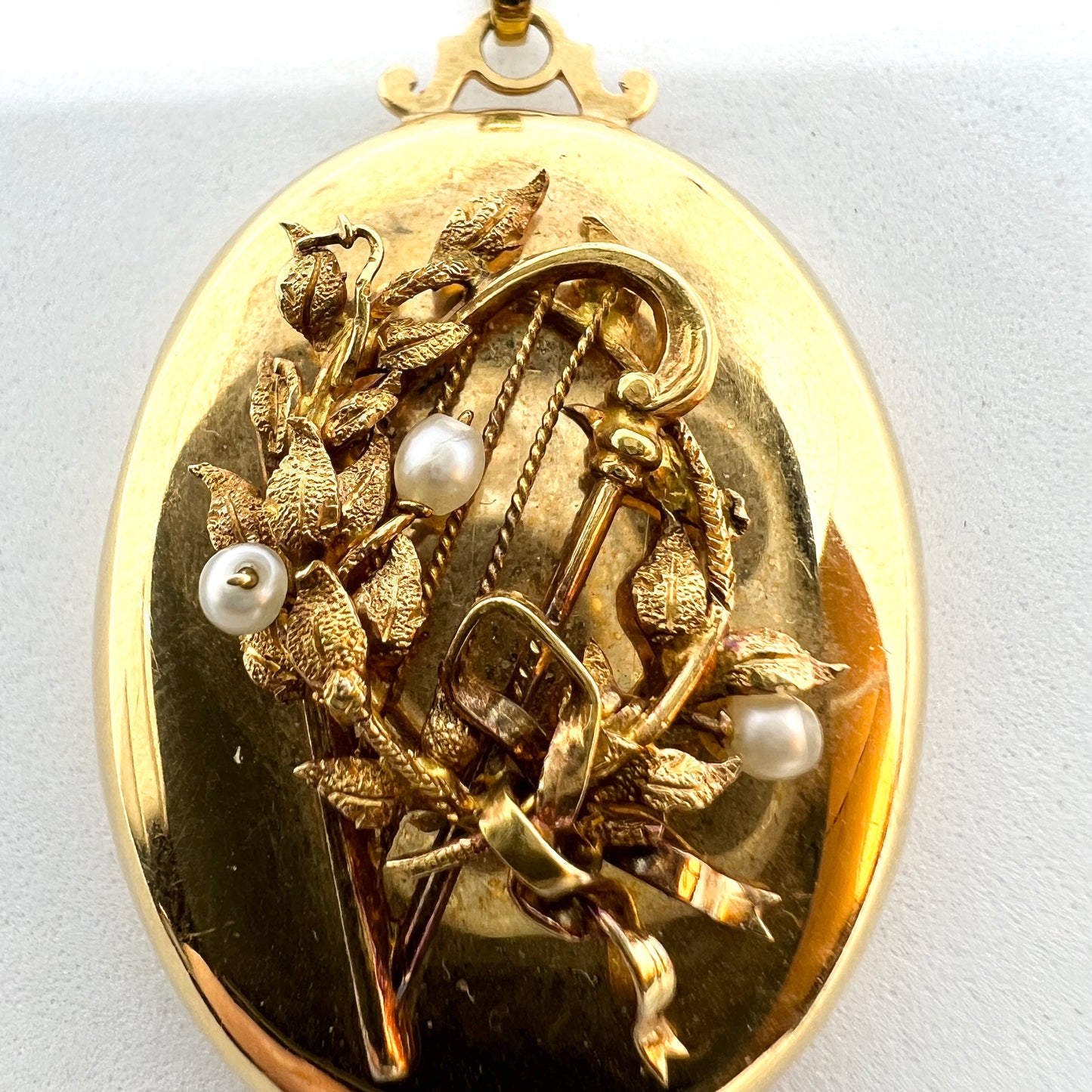 G Dahlgren, Sweden 1873, Antique Victorian 18k Gold Locket Pendant.