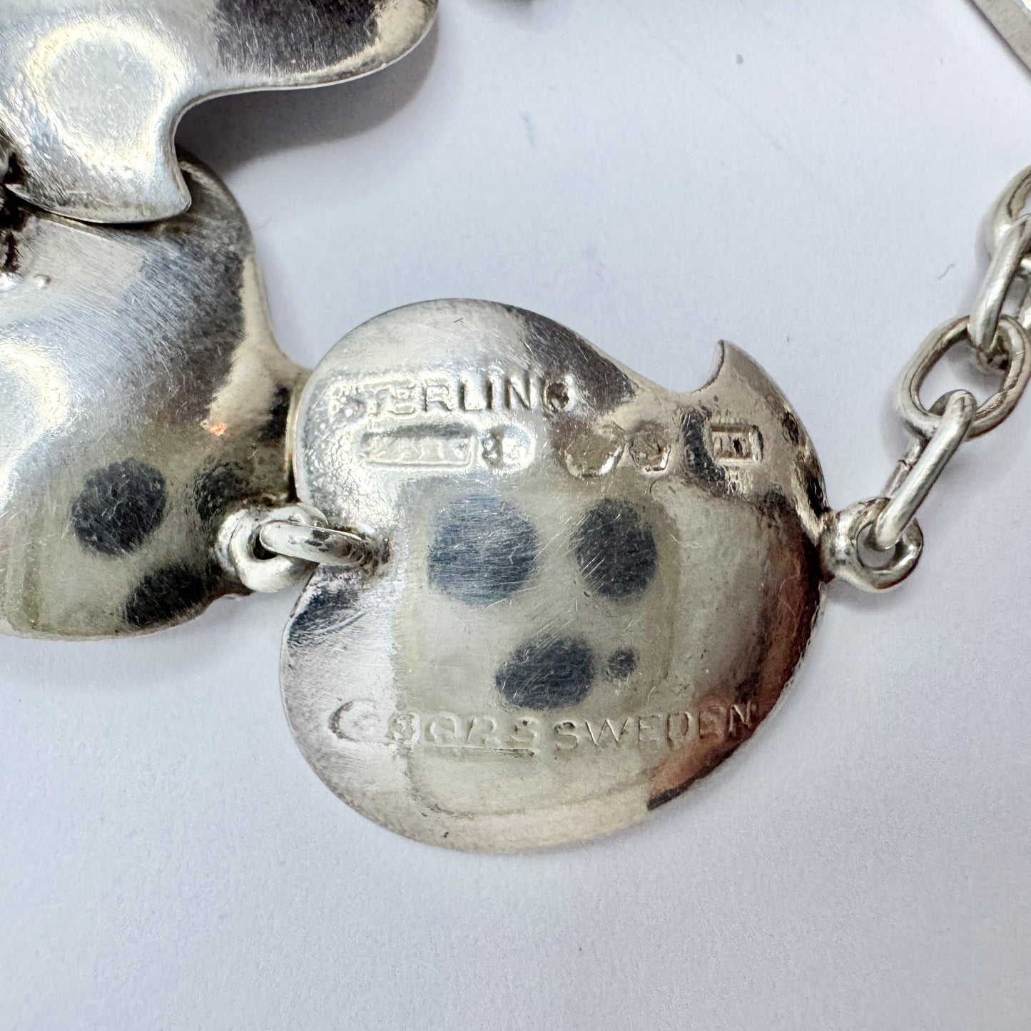 Gsons, Sweden 1970s. Vintage Sterling Silver Heart Link Bracelet.