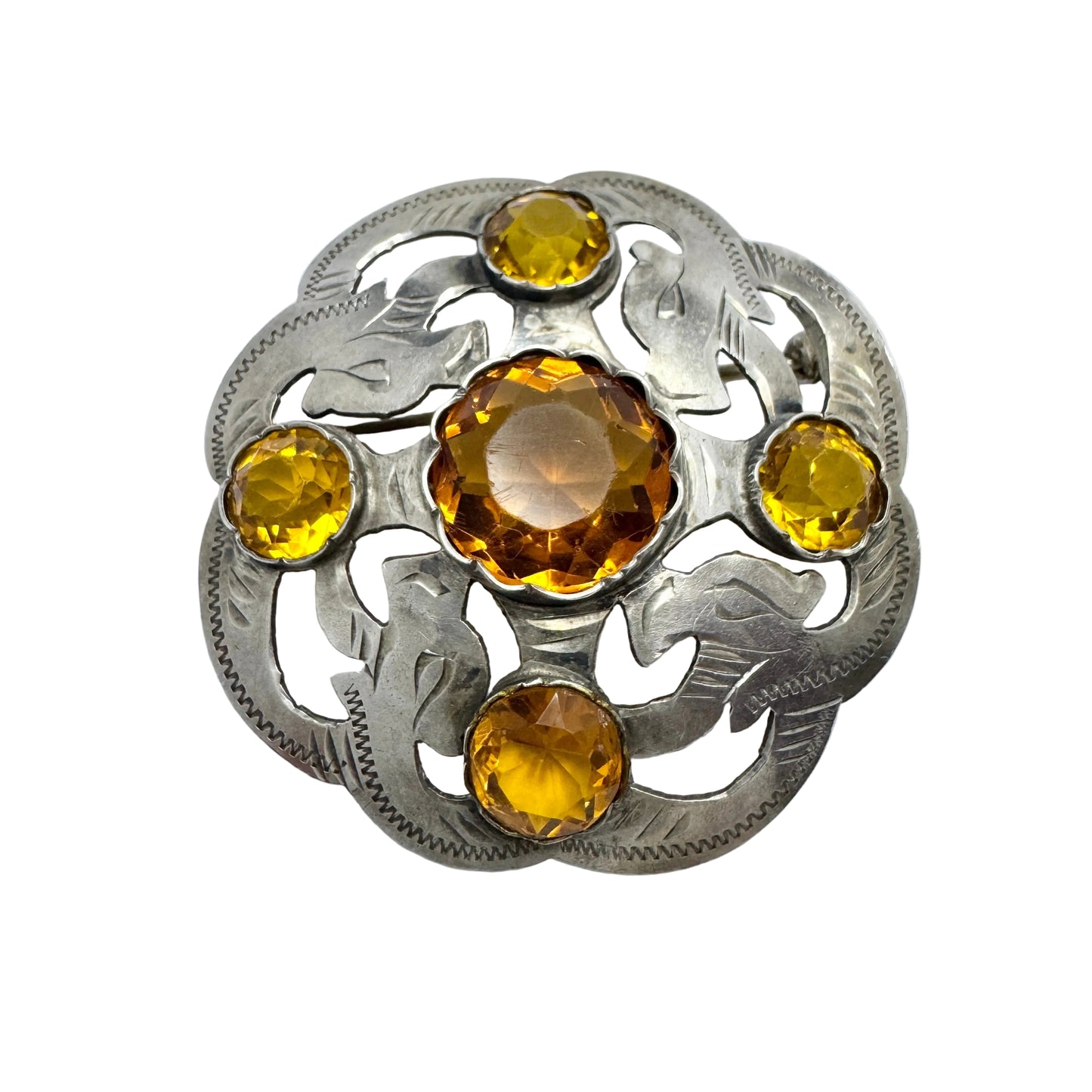 S.L Jacobsen & Co, Denmark 1910-20s. Antique Solid Silver Paste Brooch.