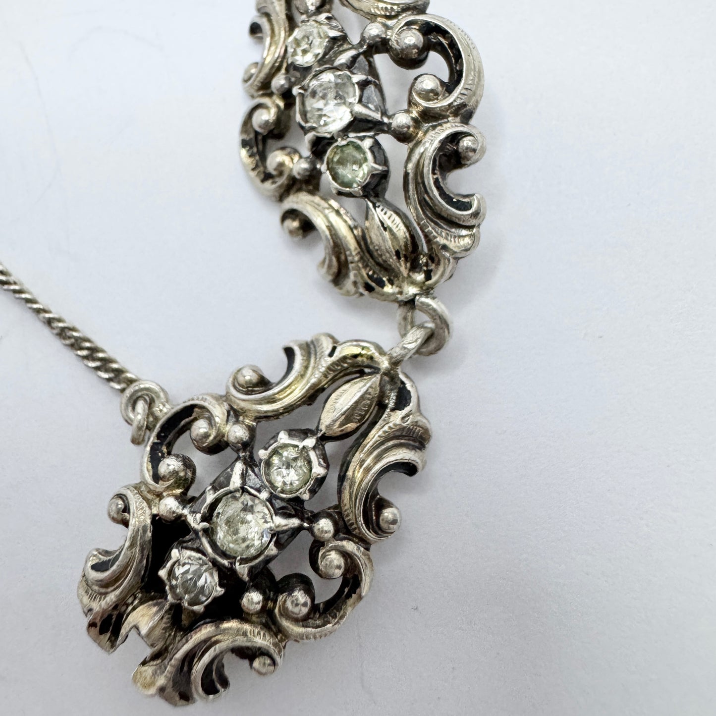 Sweden c 1950. Vintage Solid Silver Paste Stone Bracelet.