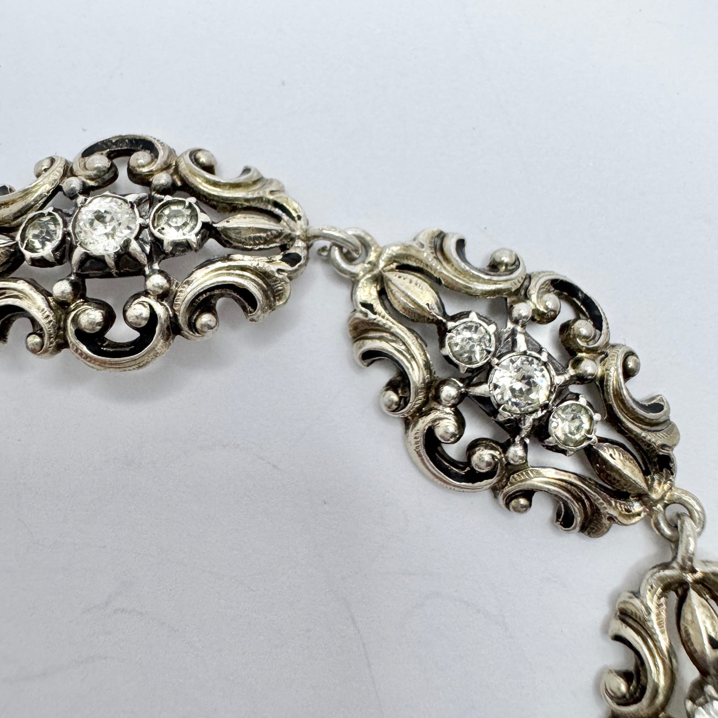 Sweden c 1950. Vintage Solid Silver Paste Stone Bracelet.