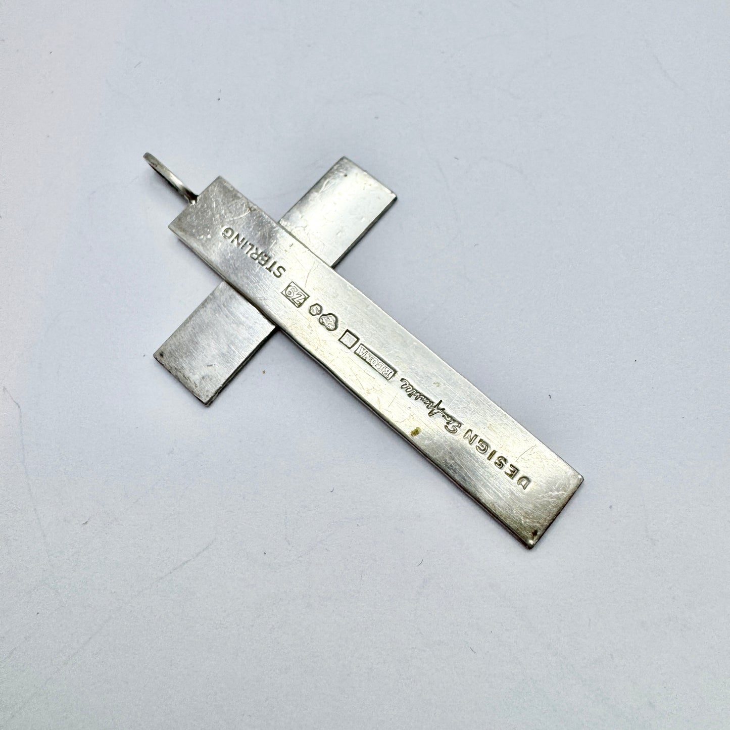 Elon Arenhill, Sweden year 1950. Vintage Sterling Silver Cross Pendant. Signed.