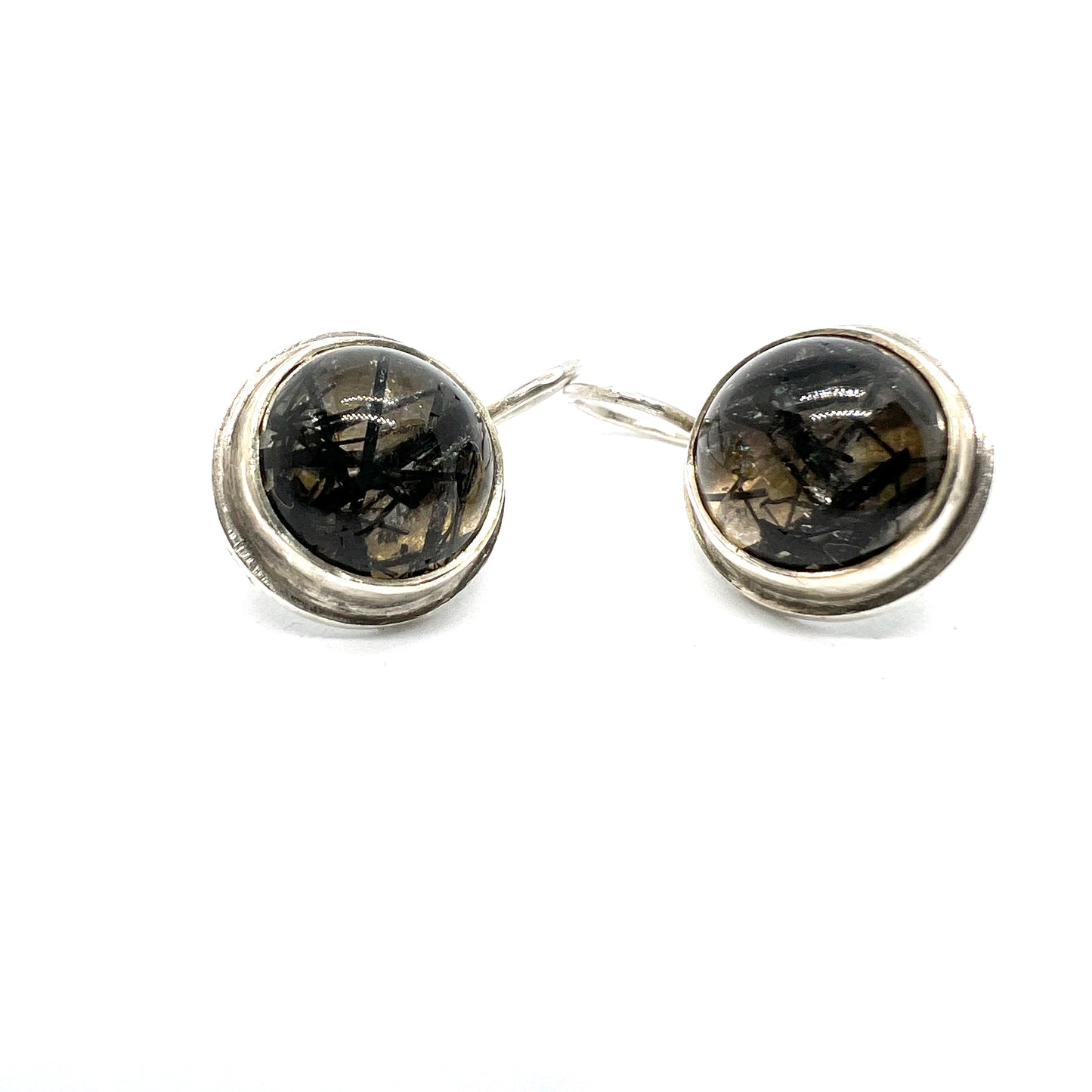 Bertil Haglund, Sweden 1961. Vintage Sterling Silver Tourmalinated Quartz Earrings.