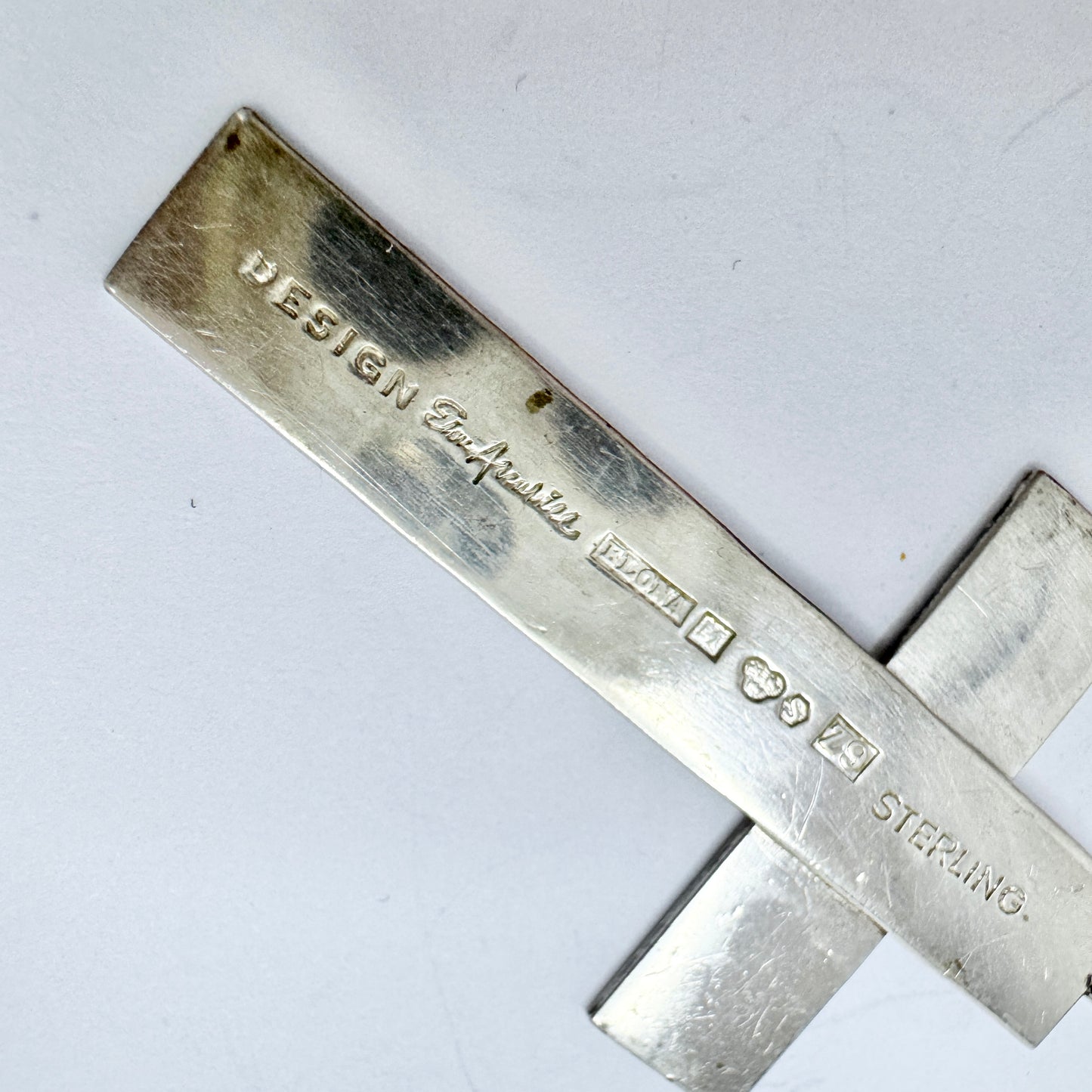 Elon Arenhill, Sweden year 1950. Vintage Sterling Silver Cross Pendant. Signed.
