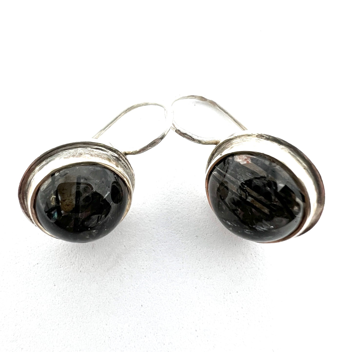 Bertil Haglund, Sweden 1961. Vintage Sterling Silver Tourmalinated Quartz Earrings.