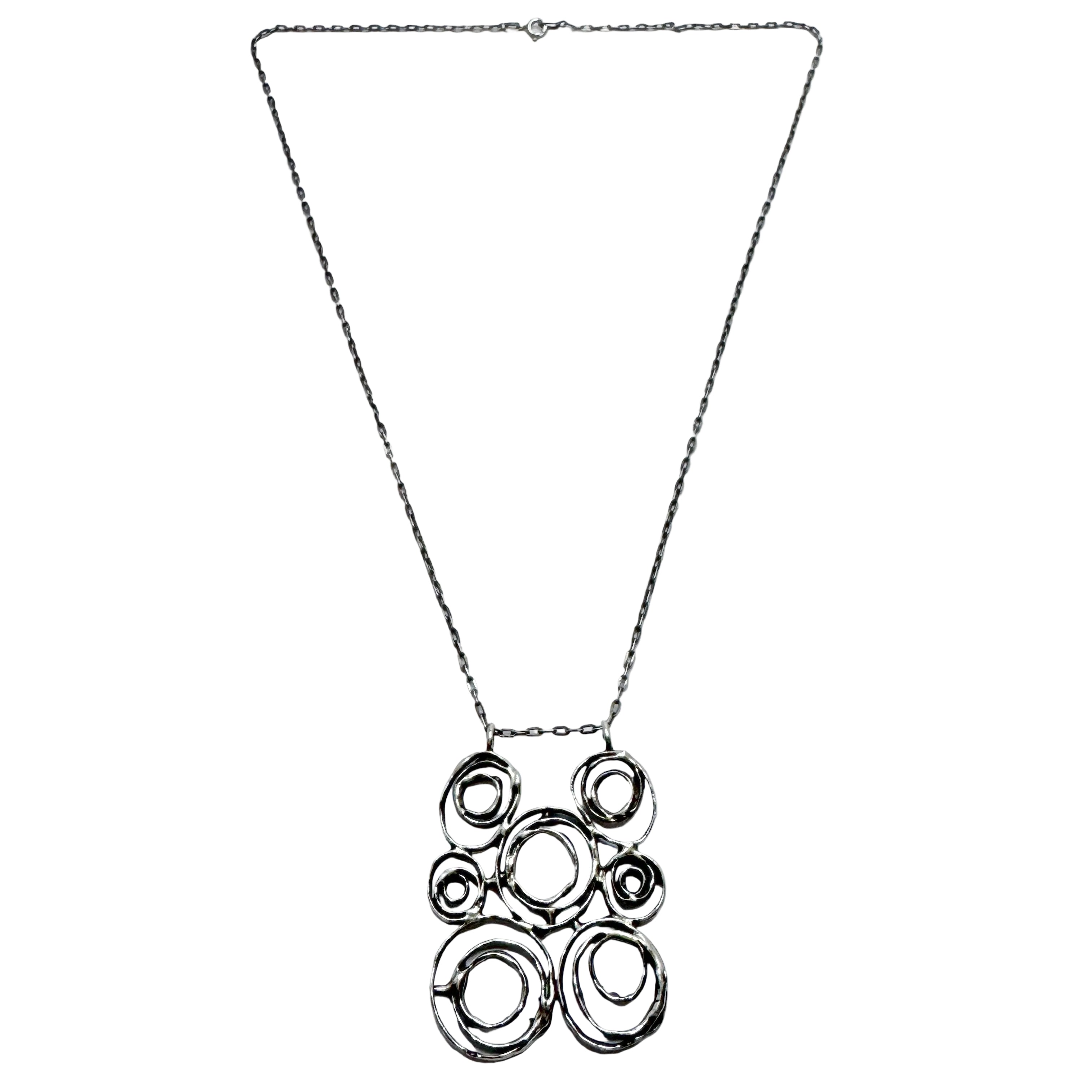 Denmark / Norway. Vintage Modernist Solid Silver Pendant Necklace
