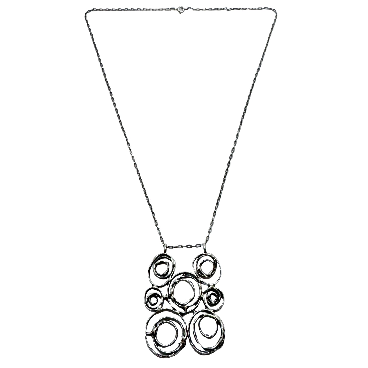 Denmark / Norway. Vintage Modernist Solid Silver Pendant Necklace.